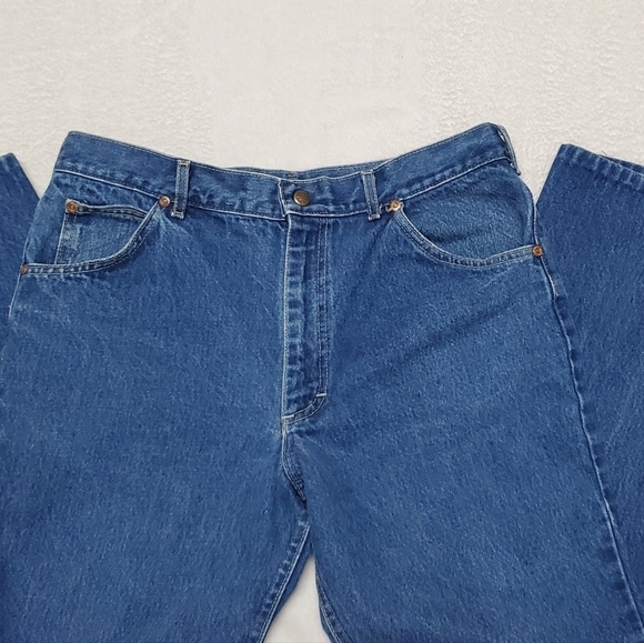 VINTAGE 70s Lee Union Made High Waisted Cropped Flare Cotton Husky Denim Jeans - Picture 6 of 14